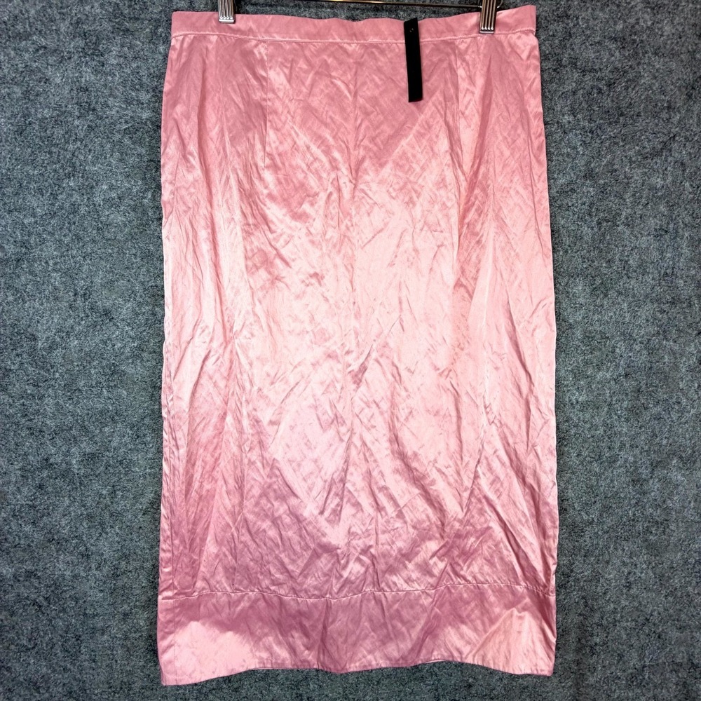 Topshop Boutique Skirt Womens 10 Pink Satin Feminine Office Siren Chic Crinkle